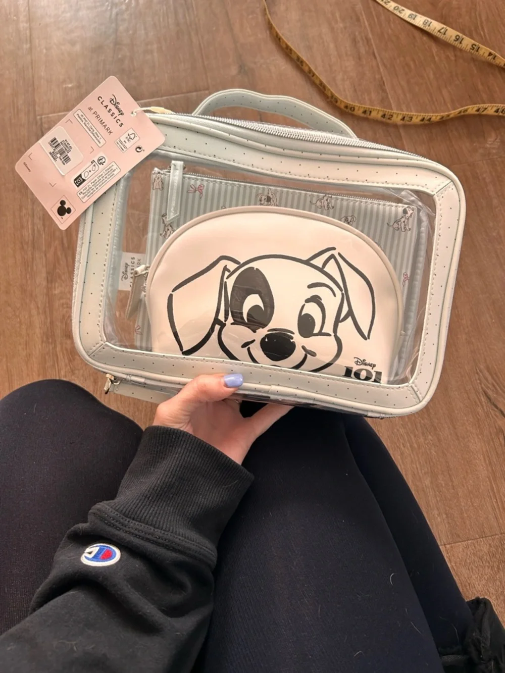 NWT Disney 101 Dalmatians Pale Blue Clear Travel Pouch Set (set of 3 bags!)